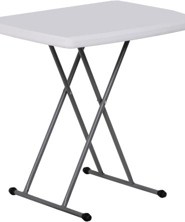 2.5 Foot Plastic Folding Table, Indoor Outdoor Portable Heavy Duty Adjustable Height Kitchen or Camping Barbecues Picnic Party Table, White