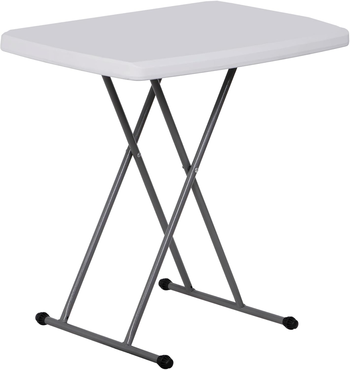 2.5 Foot Plastic Folding Table, Indoor Outdoor Portable Heavy Duty Adjustable Height Kitchen or Camping Barbecues Picnic Party Table, White