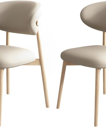 Wooden Armless Dining Chairs Mid Century Modern Kitchen Chairs with Back and Wood Frame Upholstered Dining Chairs for Kitchen Living Waiting Room (Wood 1, Set of 2)