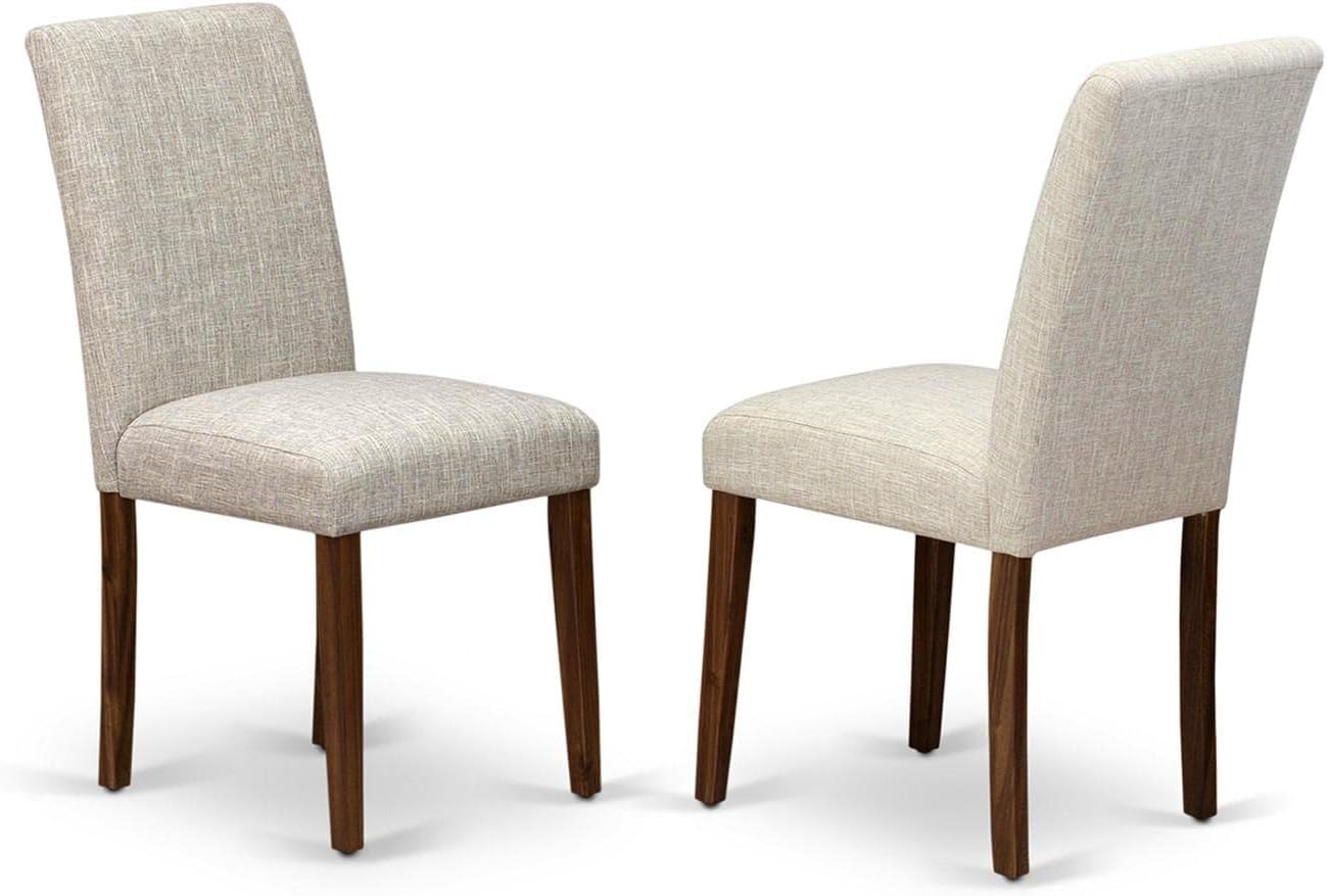 Classic Parson Chairs - Doeskin Linen Fabric Padded Dining Chairs, Set of 2, Natural
