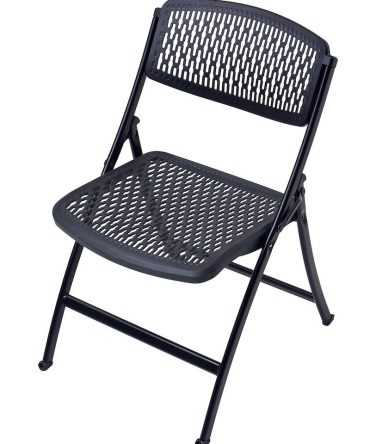 Folding Chair, 18-8 Steel, Black, 4-Pack