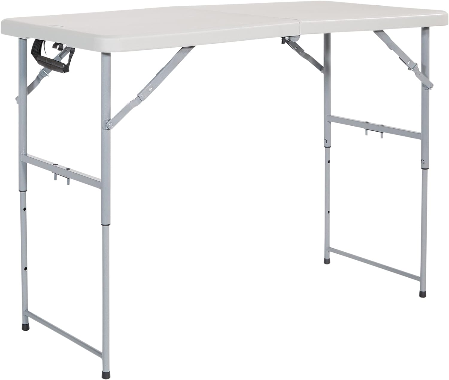 Resin Multipurpose Rectangle Table, 4-Feet Long, Height Adjustable, Center Folding Table, Light Gray