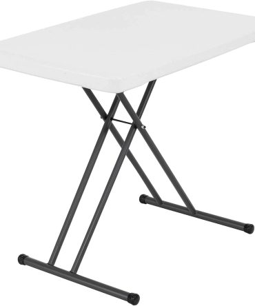 28241 Adjustable Folding Laptop Table TV Tray, 30 Inch, White Granite