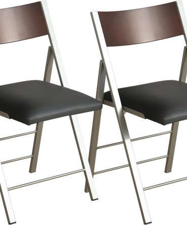 Folding Chairs with Cushion 2 Pack - Heavy Duty Steel Frame Foldable Dining Chairs, Waterproof Leather Indoor Outdoor Comfortable Folding Chairs for Home, Conference Rooms, Weddings, Events (Black)