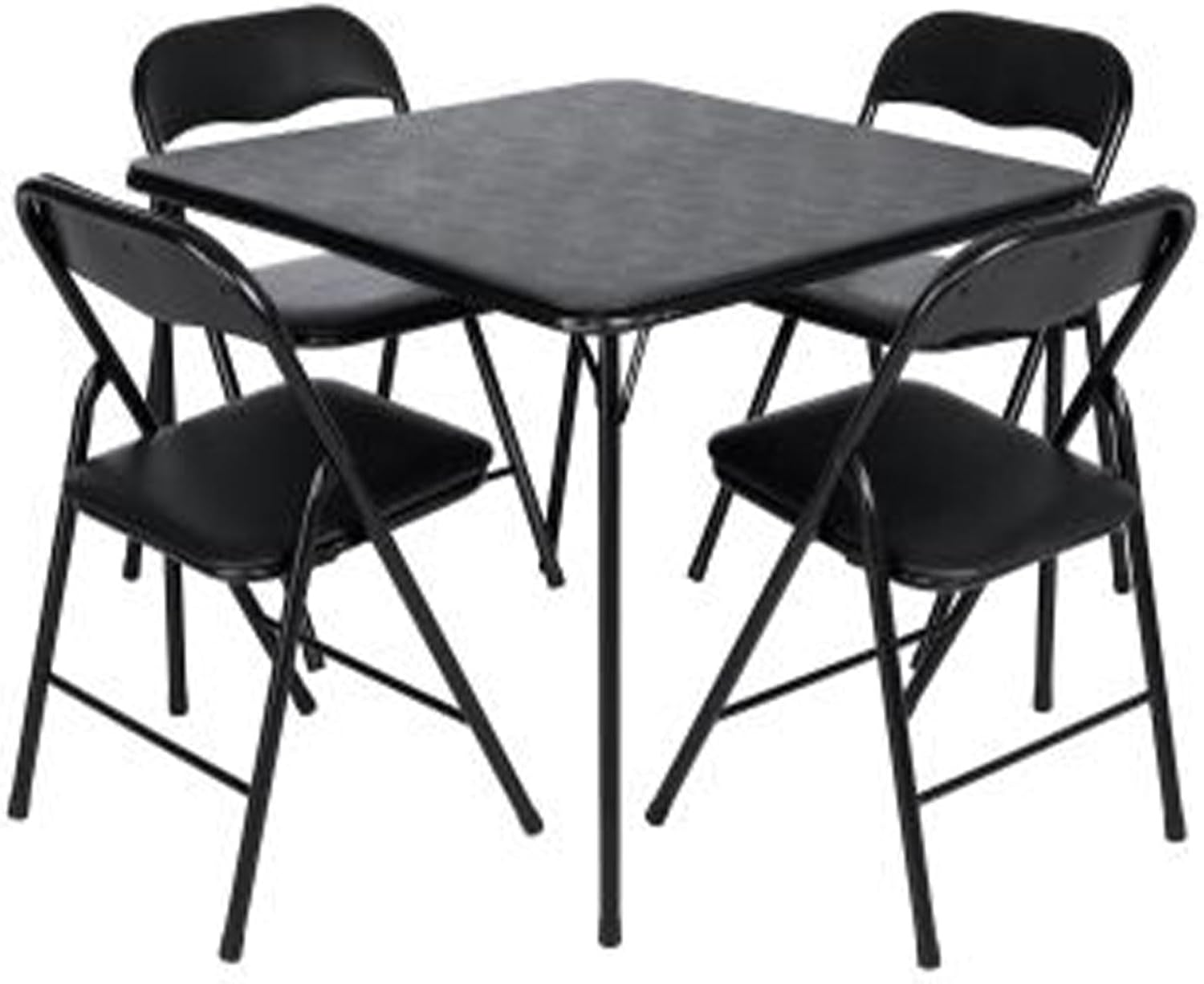 5 Piece Folding Vinyl Tables and Chairs with Easy Cleaning and Storage for Home Use, Indoor Spaces, and Office, Black