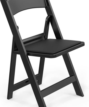 Resin Folding Chairs with Cushion, Foldable Plastic Chair with Comfortable Padded Seats, Perfect for Event Party Indoor Outdoor, Black, 1 PC