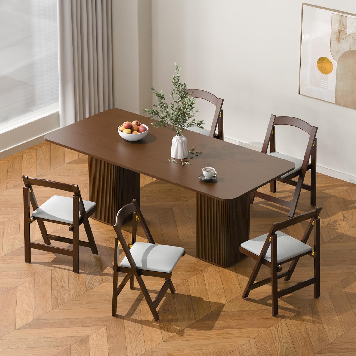 Folding Chairs with Padded Cushion,Wooden Foldable Portable Commercial Chair Bamboo Folding for Indoor and Outdoor Events Party Chair for Home Office, Guest Room,Conference Room - Image 2