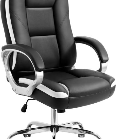 Office Chair Computer Desk Chair Gaming - Ergonomic High Back Cushion Lumbar Support with Wheels Comfortable Black Leather Racing Seat Adjustable Swivel Rolling Home Executive