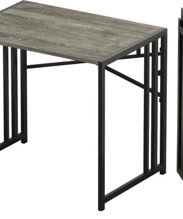 32 inch Small Folding Desk, Writing Gaming Computer Camping Desk for Small Spaces, No Assembly Required Home Office Desk, Black Oak