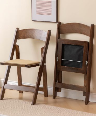 Wooden Folding Chair with Soft Cushion, Simple and Stylish, Comfortable and Durable, Suitable for Weddings, banquets and Events,Classic-Fruitwood, Set of 2