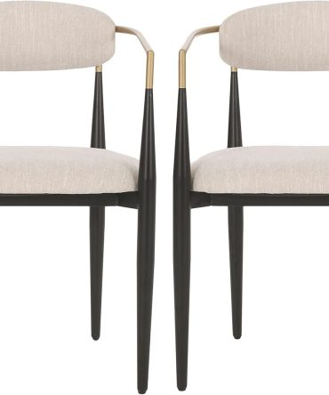 Upholstered Dining Chairs - Iron - Beige/Black/Gold (Set of 2)
