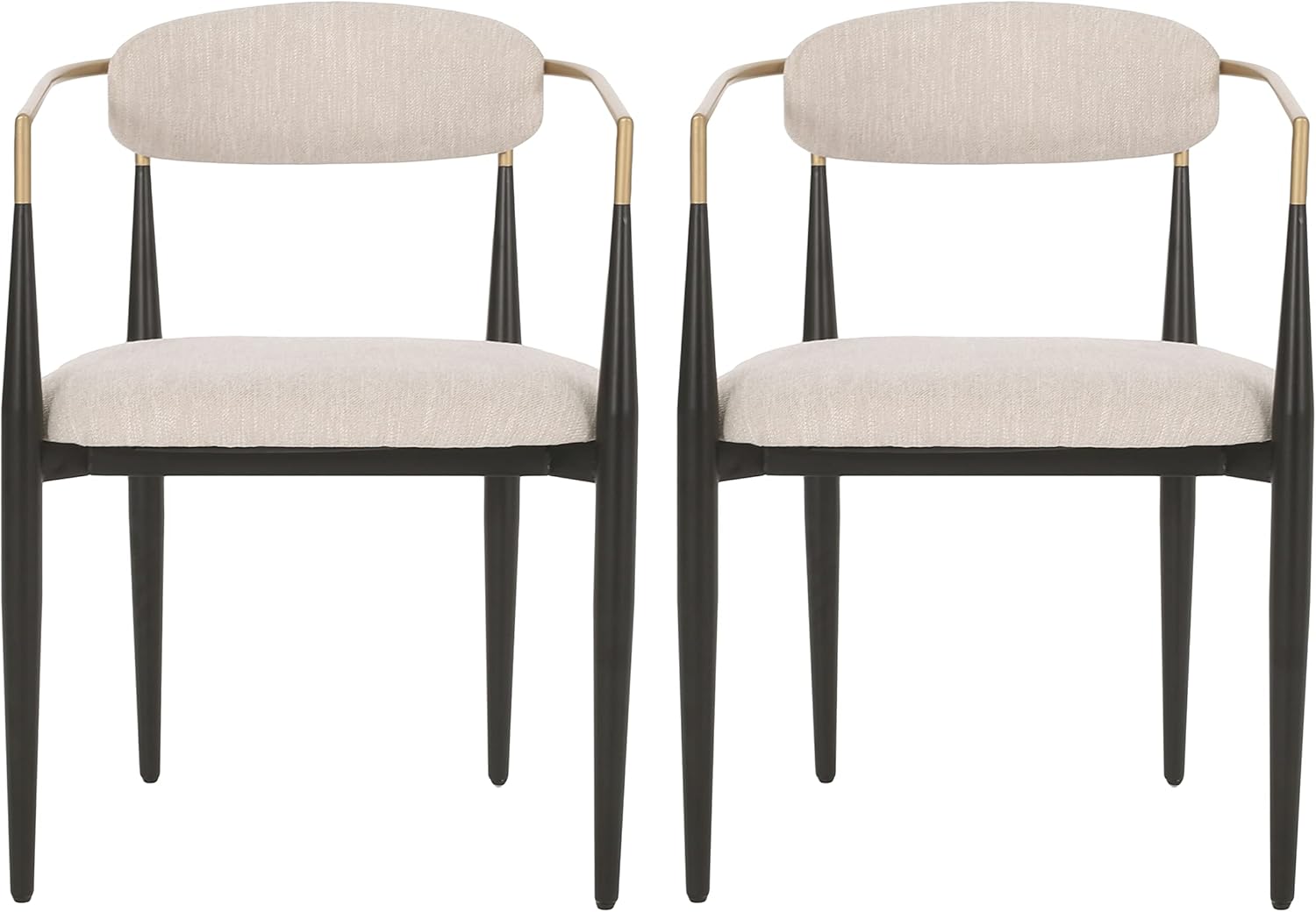 Upholstered Dining Chairs - Iron - Beige/Black/Gold (Set of 2)