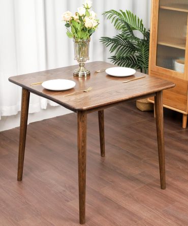 Square Dining Table, Solid Wood MidCentury Modern Kitchen Table for Island, Small Oak Tables for 2, 31.5" L x 31.5" W x 29.5" H, Walnut
