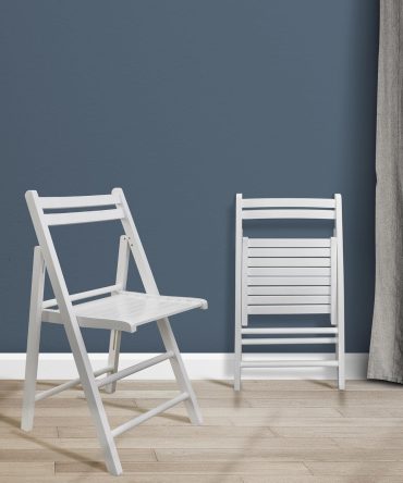 Casual Home Wooden Folding Chairs 2-Pcs Set - White