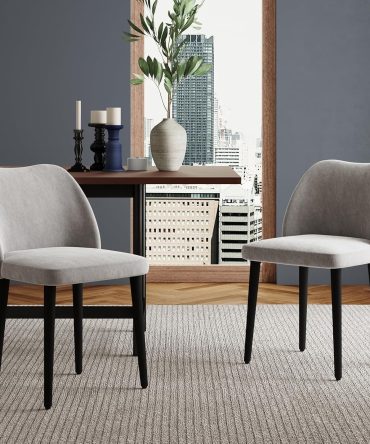 Dining Chairs Set of 2, Comfortable Dining Room Chairs, Modern Kitchen Chairs with Thick Cushions, Leveling Feet and Side Wing Support, Solid Wood Legs, Armless Dining Side Chairs