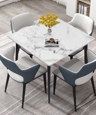 Square Kitchen Dining Table: Sintered Stone Dining Room Table Modern Coffee Table Marble Table with Stable Metal for Kitchen Living Room Office , 31.5x31.5x29.92 inch