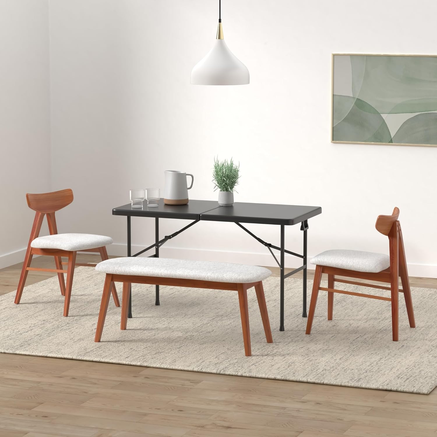 4ft Plastic Folding Table, Indoor Outdoor Heavy Duty Portable w/Handle, Lock for Picnic, Party, Camping - Black - Image 2