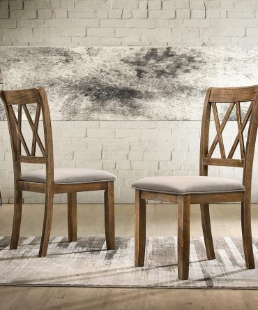 Fabric Upholstered Dining Chair, Set of 2, Brown